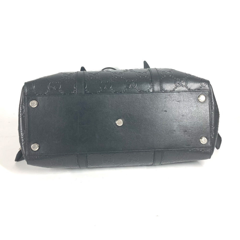 GUCCI Tote Bag 625772 leather black Shoulder Bag Boston Duffel bag GG emboss mens Used