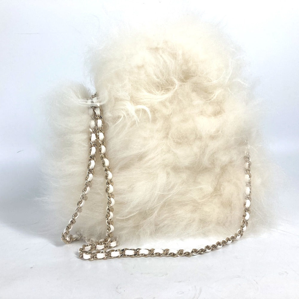 CHANEL Handbag Fur, Leather white Crossbody CC COCO Mark Matelasse Women Used