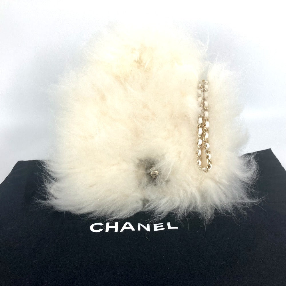 CHANEL Handbag Fur, Leather white Crossbody CC COCO Mark Matelasse Women Used