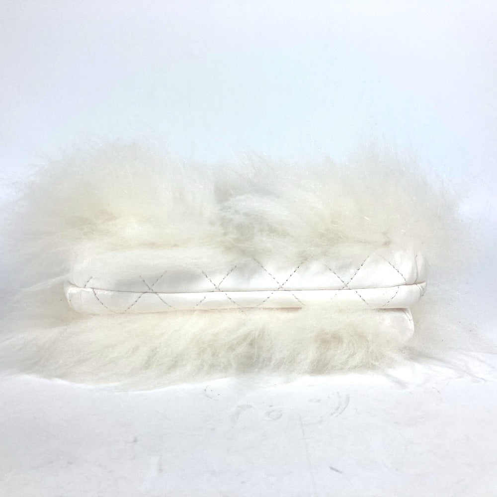 CHANEL Handbag Fur, Leather white Crossbody CC COCO Mark Matelasse Women Used