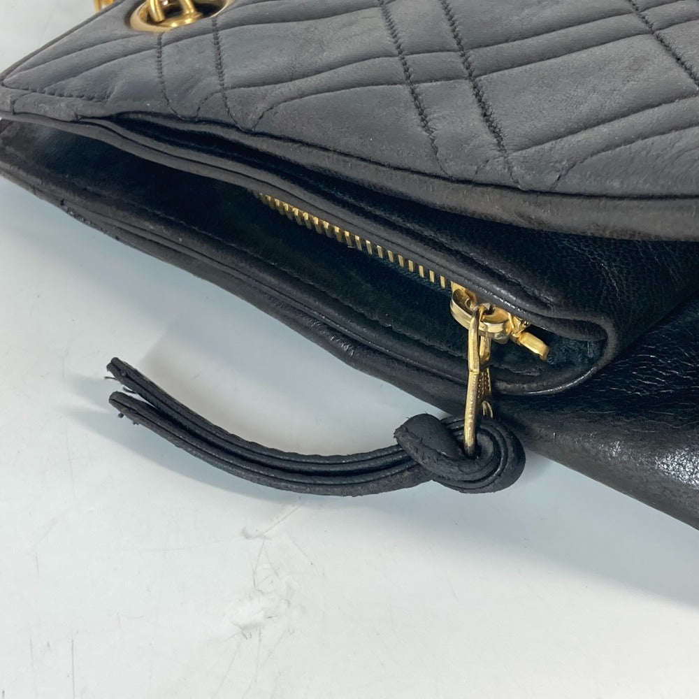 CHANEL Shoulder Bag lambskin black CC COCO Mark WChain Bag Quilted Matelasse