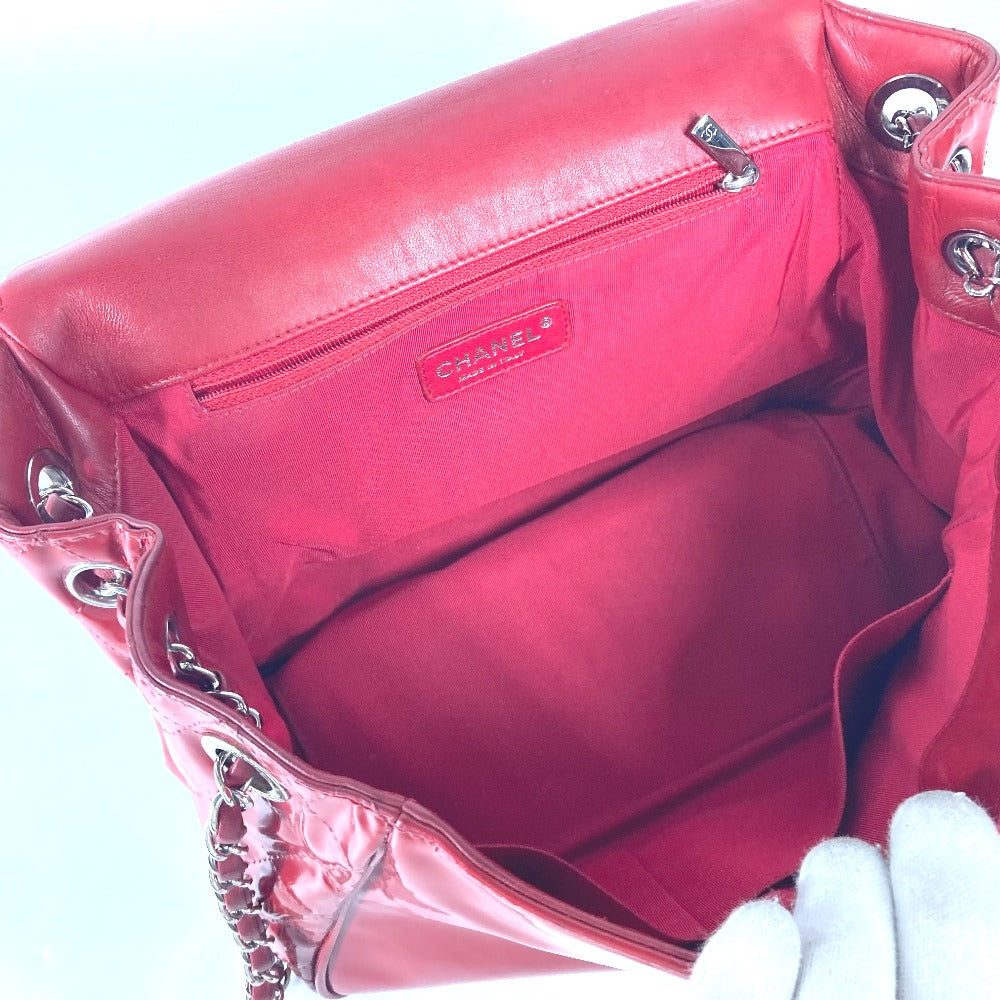 CHANEL Shoulder Bag enamel Red CC COCO Mark Lipstick