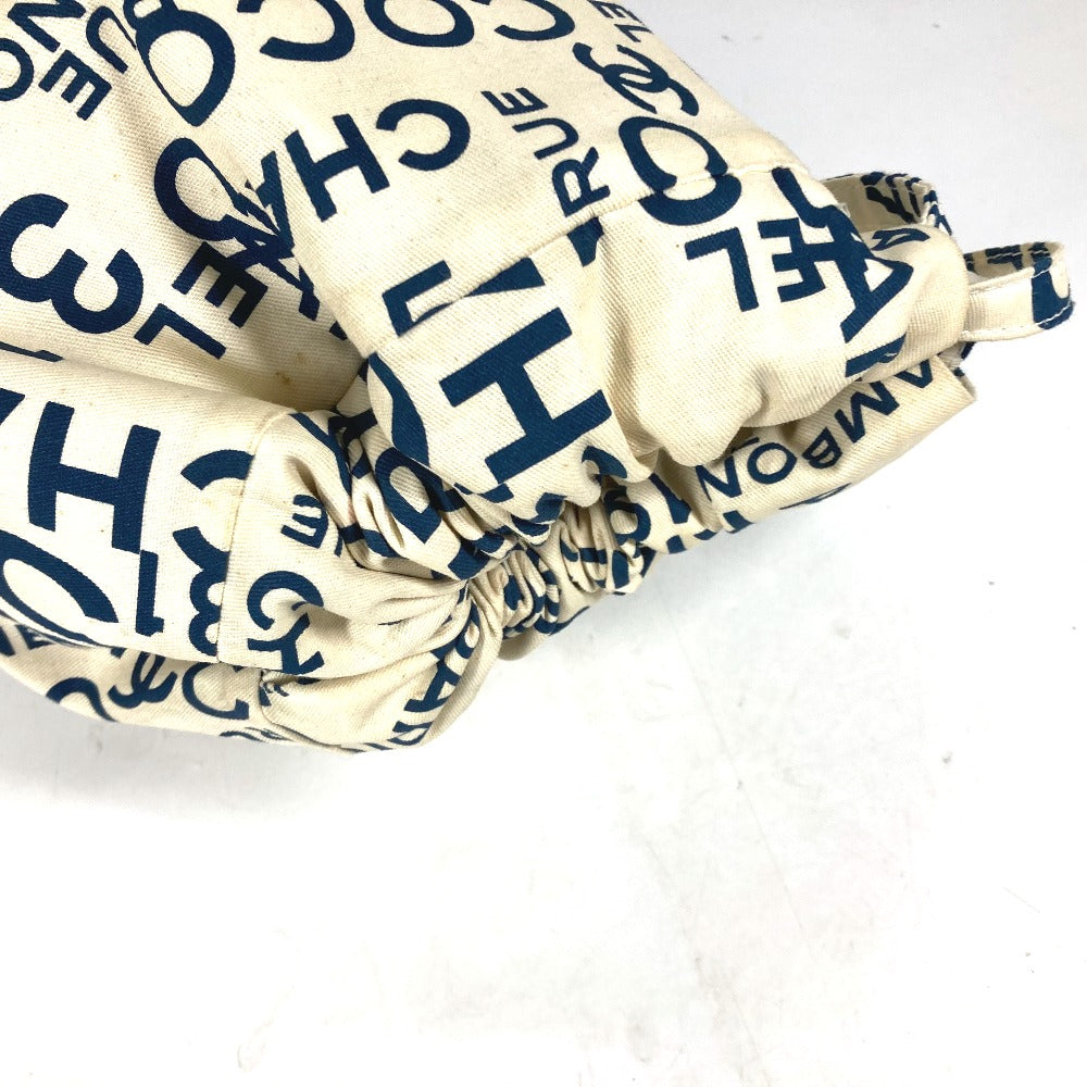 CHANEL Shoulder Bag canvas white beach bag shoulder Bysy line