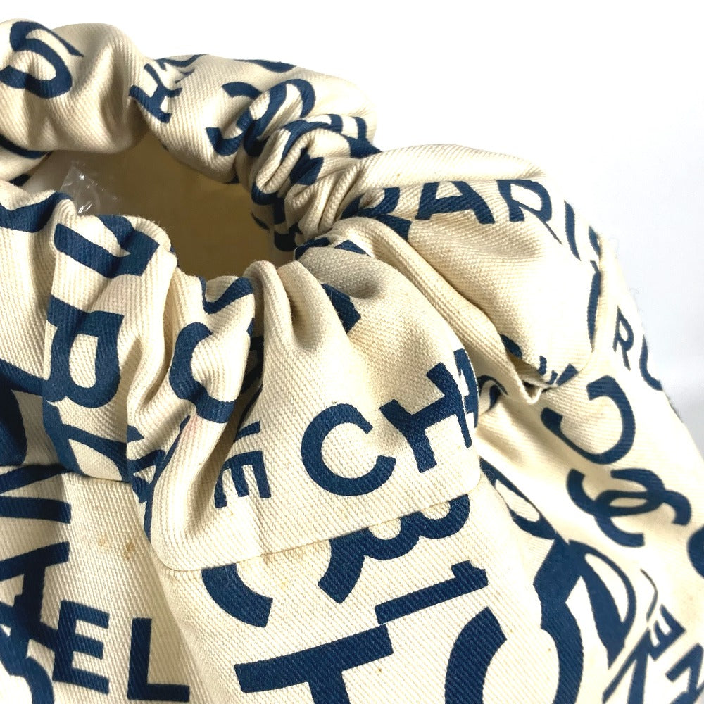 CHANEL Shoulder Bag canvas white beach bag shoulder Bysy line