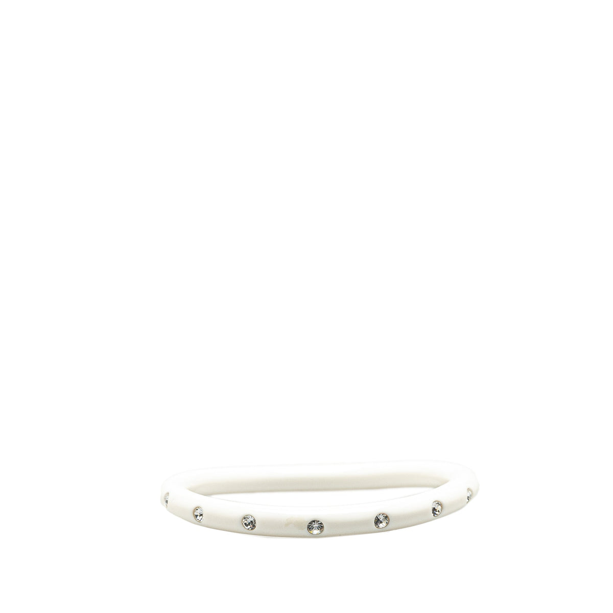 White Chanel Resin Rhinestones CC Bangle Costume Bracelet