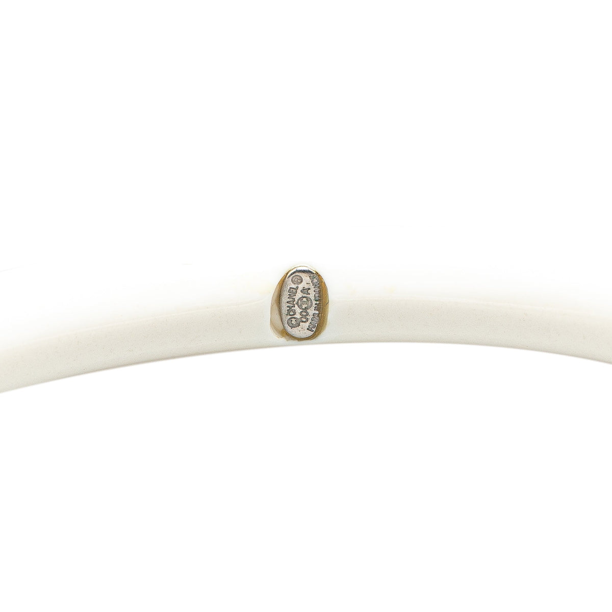 White Chanel Resin Rhinestones CC Bangle Costume Bracelet