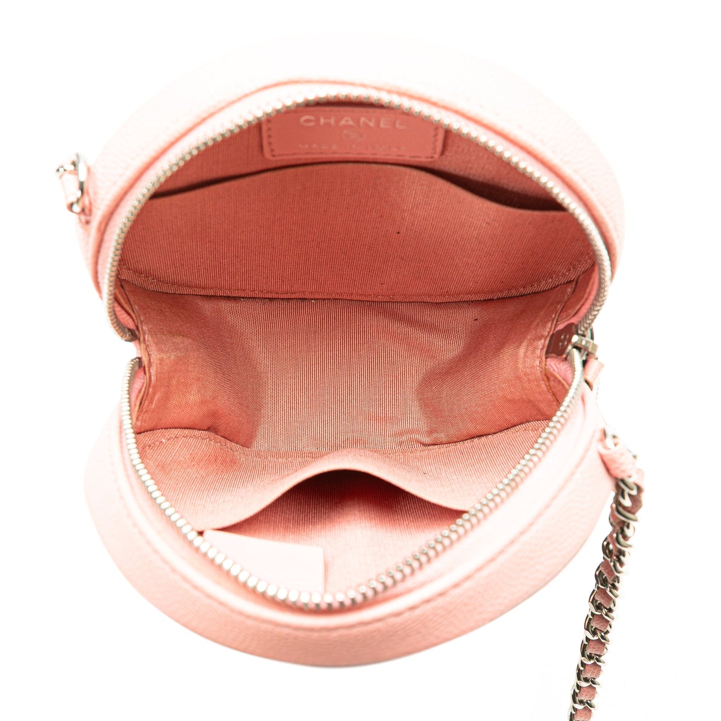 Pink Chanel Caviar Striped CC Filigree Round Crossbody