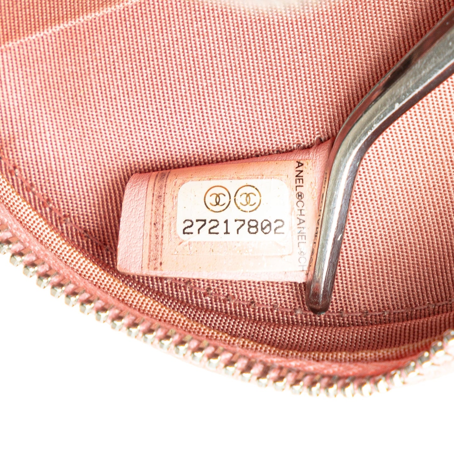 Pink Chanel Caviar Striped CC Filigree Round Crossbody