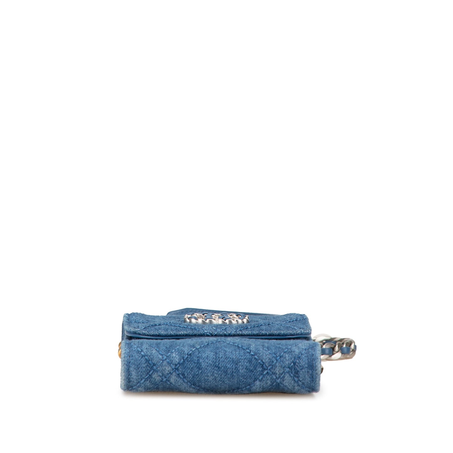 Blue Chanel Denim 19 Phone Holder with Chain Satchel