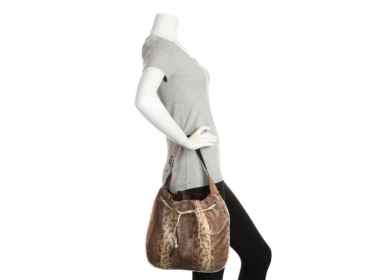 G*G Snakeskin Drawstring Hobo