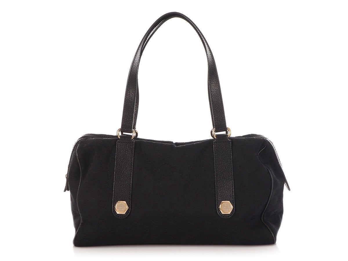 G*G Black GG Canvas Charmy Boston Bag
