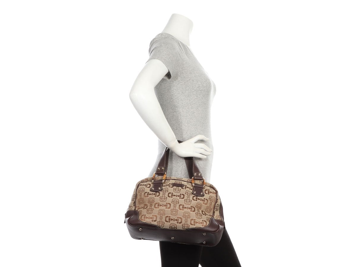 G*G Bamboo Horsebit Canvas Bag