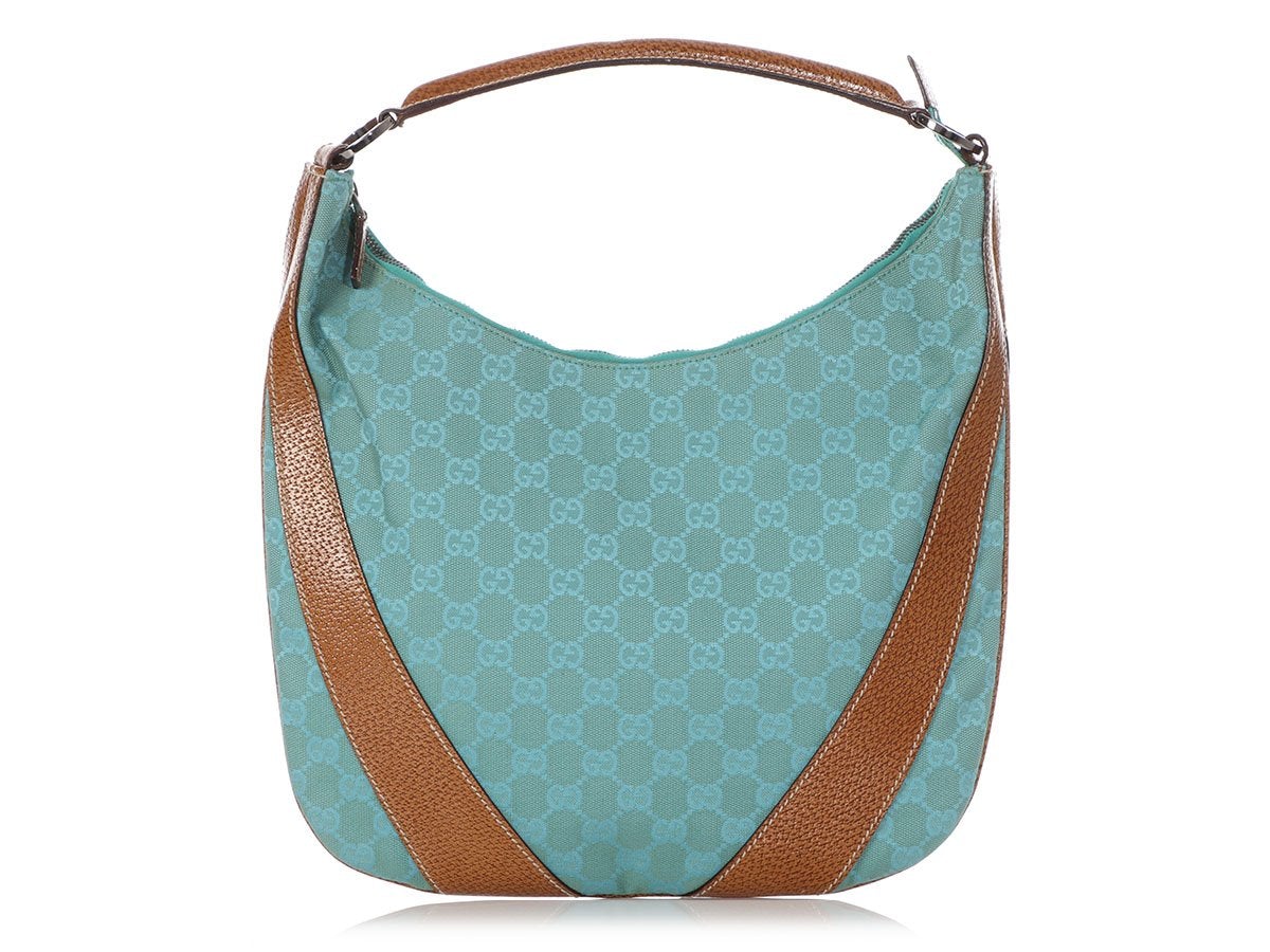 G*G Teal GG Canvas Hobo