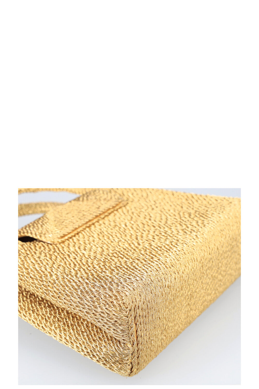 CHANEL Mini Top Handle Bag Woven Rope Gold