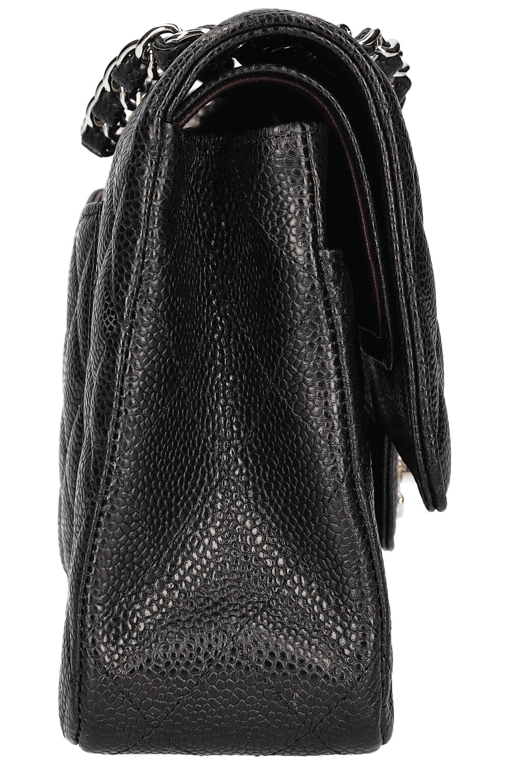 CHANEL Medium Double Flap Bag Caviar Black Silver