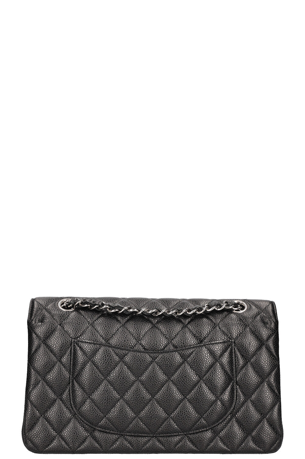 CHANEL Medium Double Flap Bag Caviar Black Silver