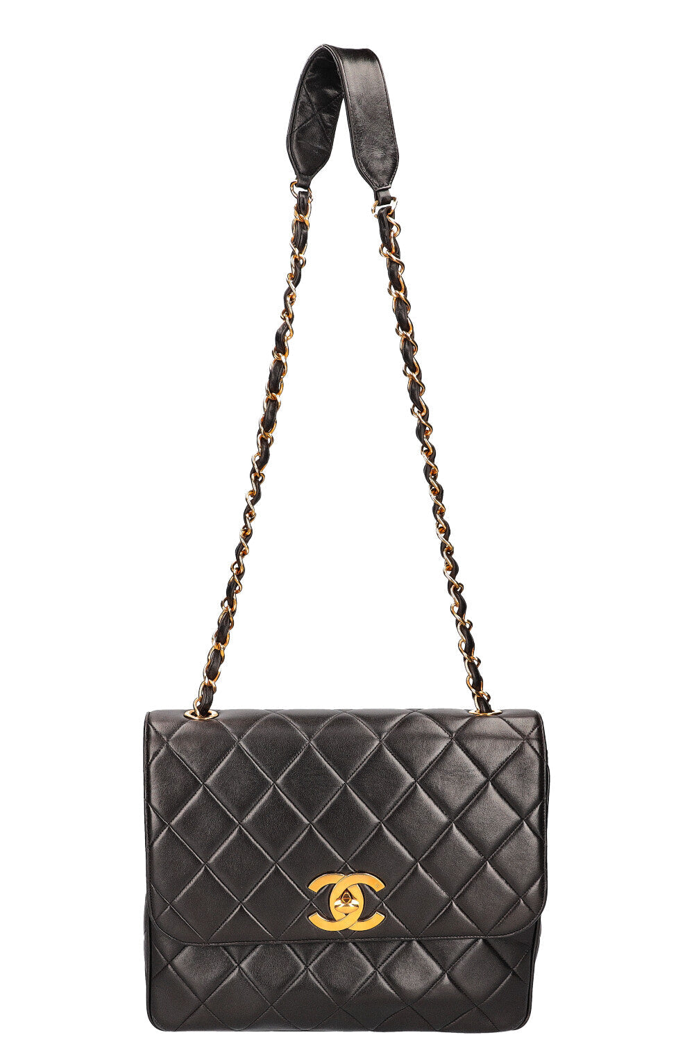 CHANEL Vintage Single Flap Shoulder Bag Quilted Black