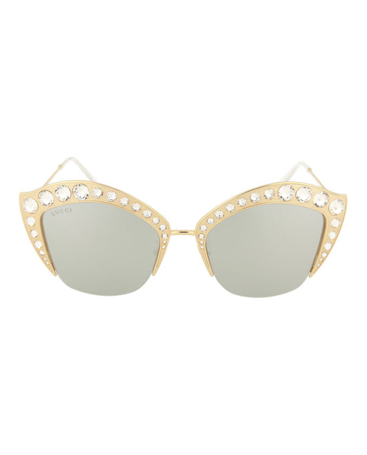 Gucci Womens Cat Eye Gold Silver Fashion Designer Eyewear