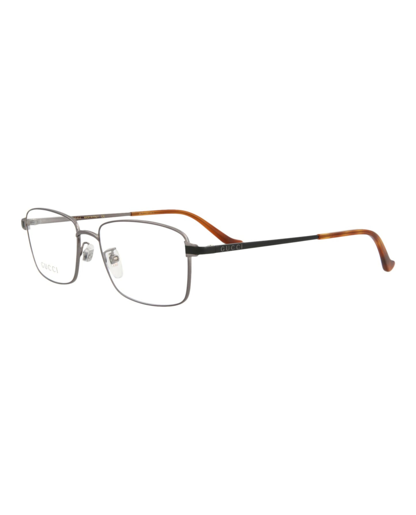 Gucci Mens Square/Rectangle Ruthenium Black Transparent Fashion Designer Eyewear