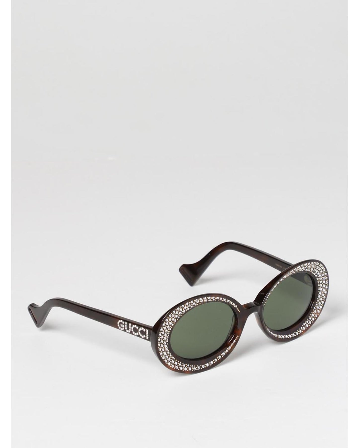 Gucci Oval Rhinestone Sunglasses Women White White