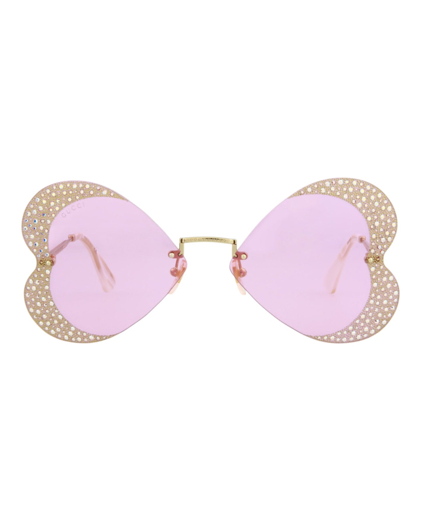 Gucci Womens Cat Eye Gold Gold Pink Fashion Designer Eyewear Gold Gold Pink