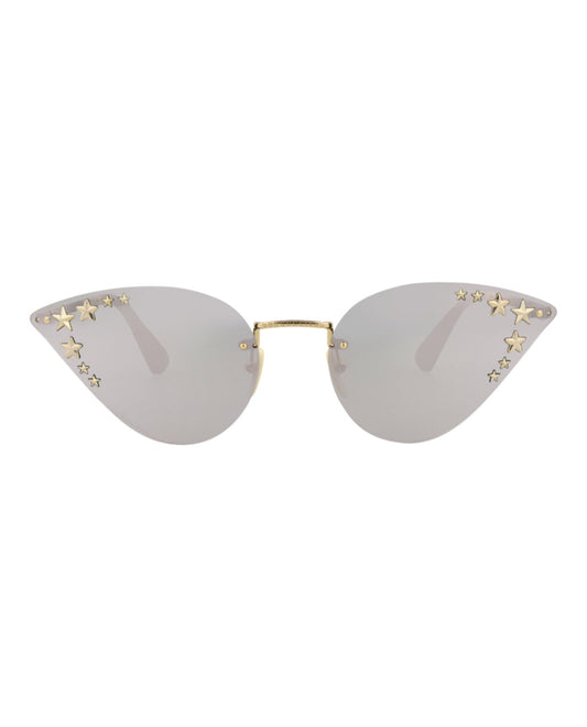 Gucci Womens Cat Eye Gold Gold Silver Fashion Designer Eyewear Gold Gold Silver