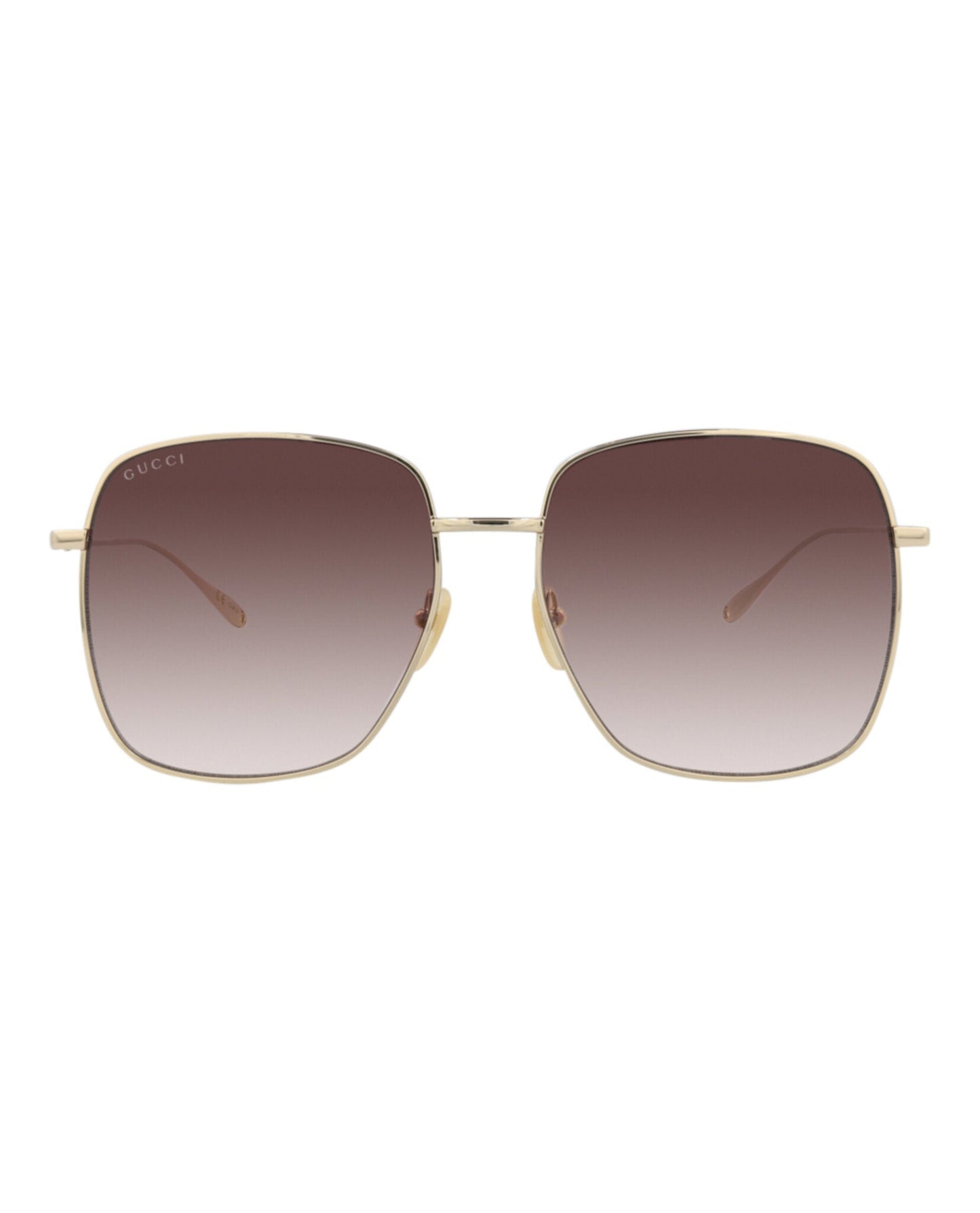 Gucci Womens Square/Rectangle Gold Gold Red Fashion Designer Eyewear Gold Gold Red