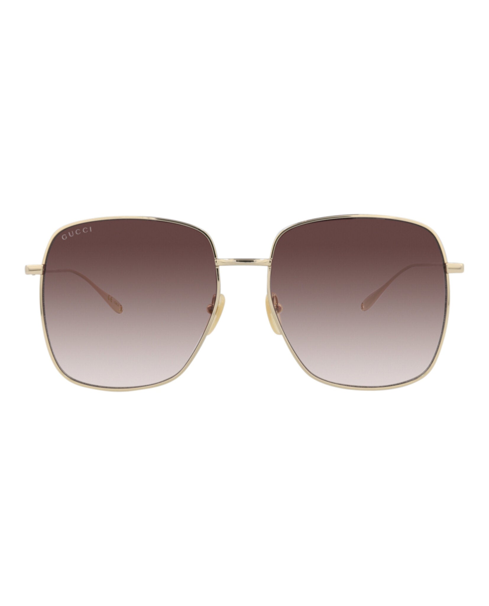 Gucci Womens Square/Rectangle Gold Gold Red Fashion Designer Eyewear Gold Gold Red