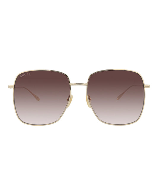 Gucci Womens Square/Rectangle Gold Gold Red Fashion Designer Eyewear Gold Gold Red