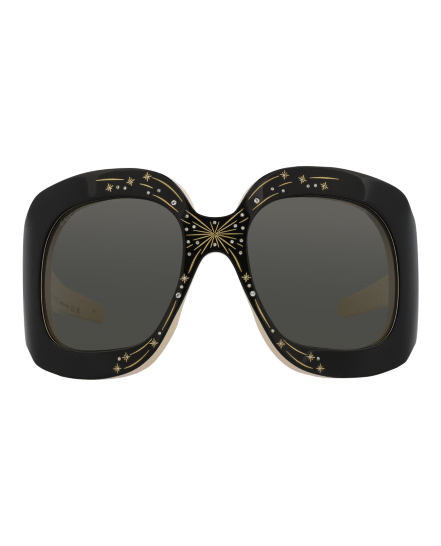 Gucci Womens Shield/Wrap Black Black Grey Fashion Designer Eyewear Black Black Grey