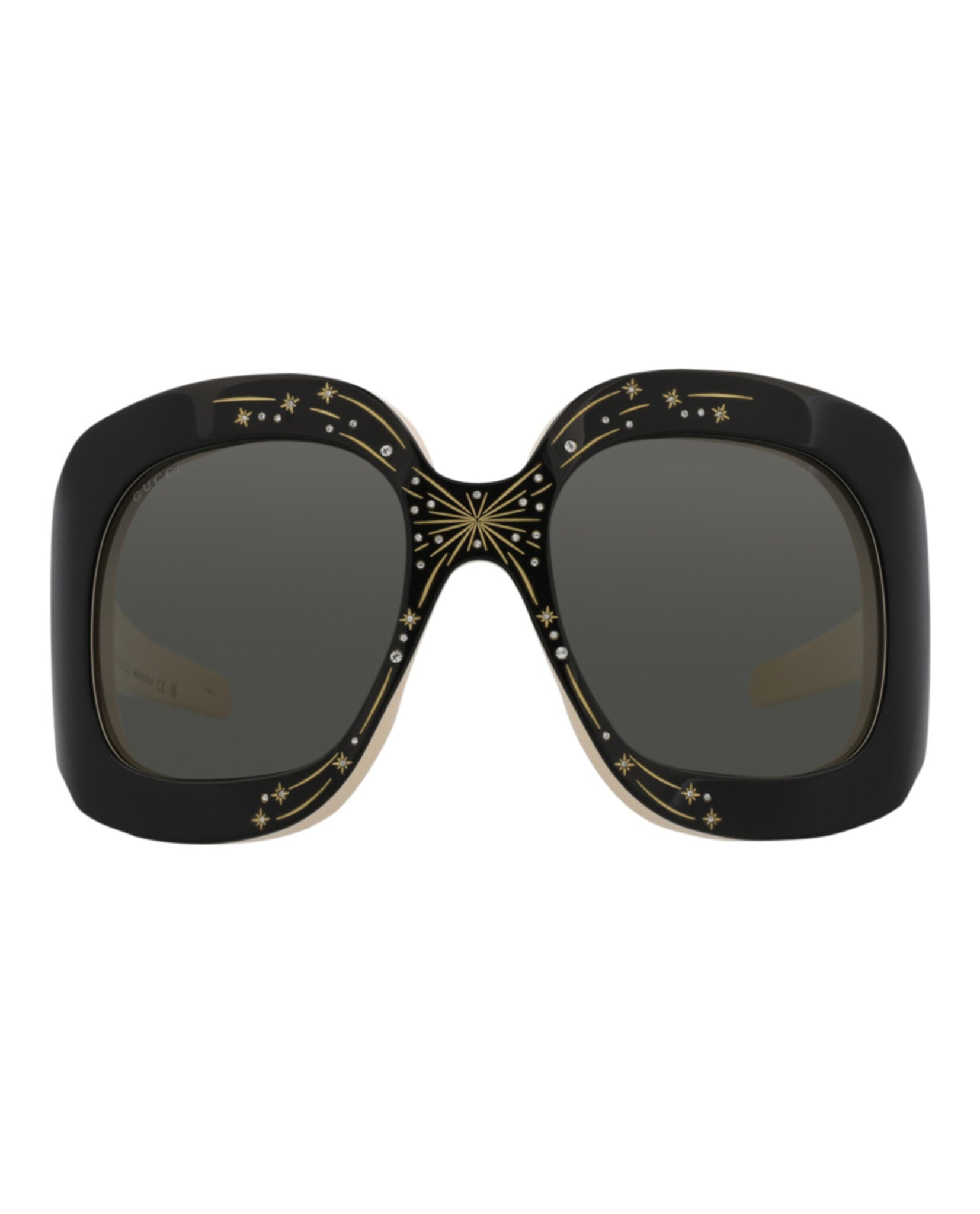 Gucci Womens Shield/Wrap Black Black Grey Fashion Designer Eyewear Black Black Grey