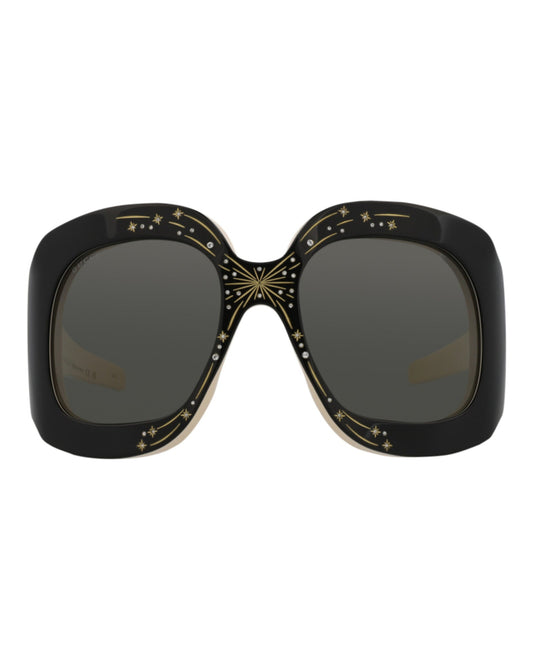 Gucci Womens Shield/Wrap Black Black Grey Fashion Designer Eyewear Black Black Grey