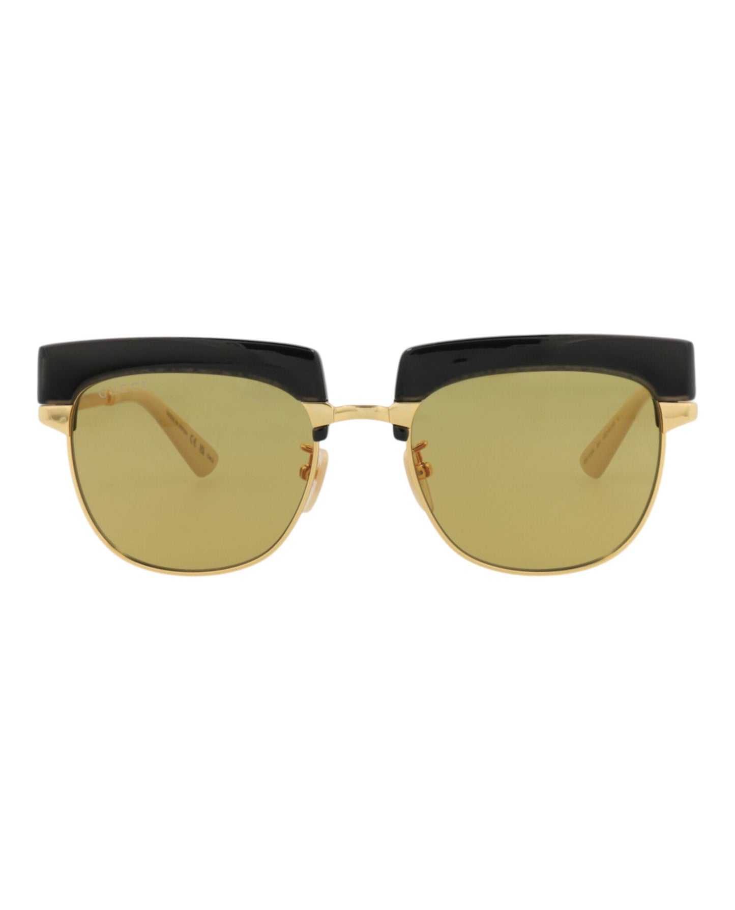 Gucci Mens Square/Rectangle Gold Gold Brown Fashion Designer Eyewear