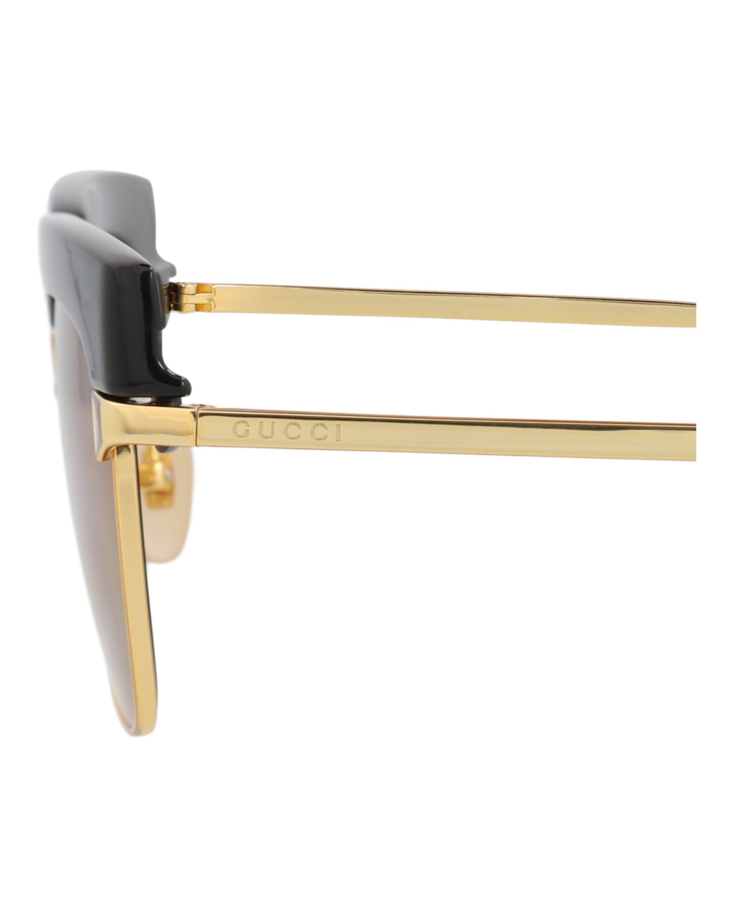Gucci Mens Square/Rectangle Gold Gold Brown Fashion Designer Eyewear