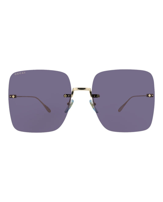 Gucci Womens Square/Rectangle Gold Gold Blue Fashion Designer Eyewear