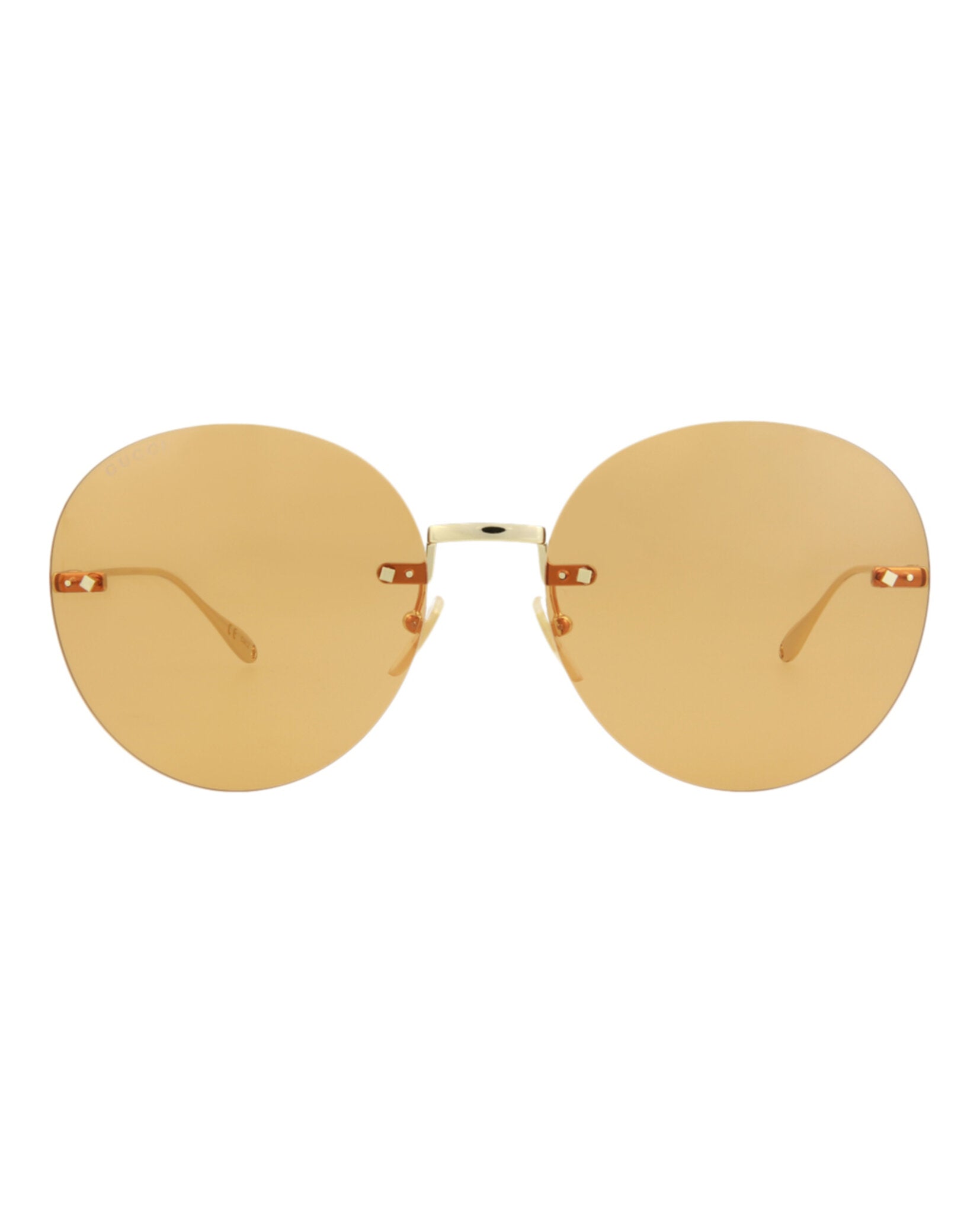 Gucci Womens Round/Oval Gold Gold Orange Fashion Designer Eyewear Gold Gold Orange