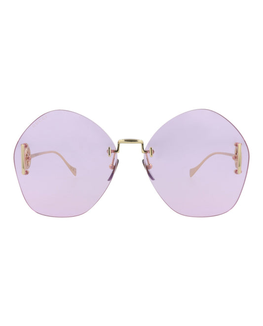 Gucci Womens Round/Oval Gold Gold Violet Fashion Designer Eyewear