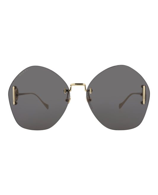 Gucci Womens Round/Oval Gold Gold Grey Fashion Designer Eyewear Gold Gold Grey