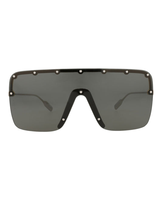 Gucci Unisex Shield/Wrap Gold Silver Grey Fashion Designer Eyewear