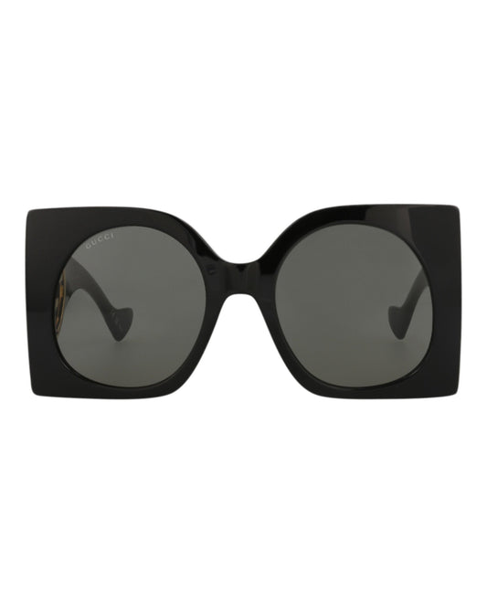 Gucci Womens Square/Rectangle Black Black Grey Fashion Designer Eyewear