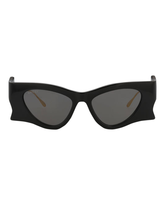 Gucci Womens Cat Eye Black Gold Grey Fashion Designer Eyewear