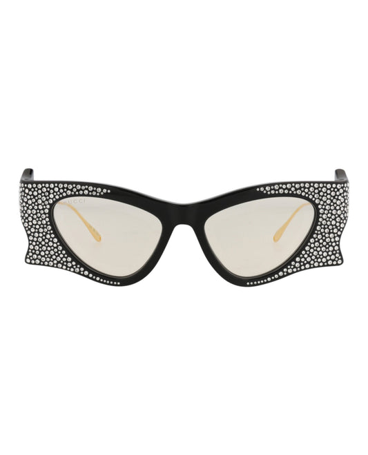 Gucci Womens Cat Eye Black Gold Yellow Fashion Designer Eyewear