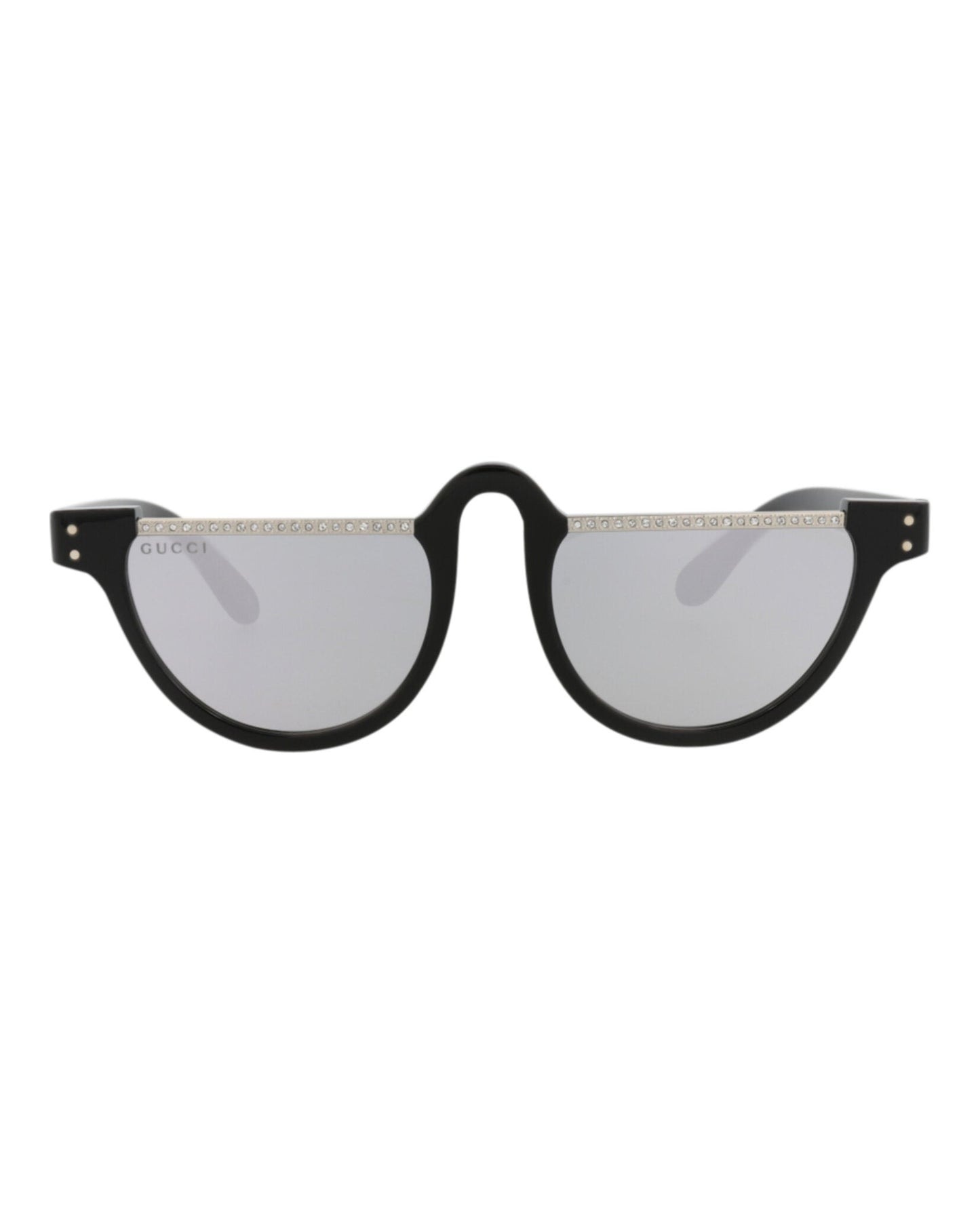 Gucci Womens Round/Oval Black Black Silver Fashion Designer Eyewear Black Black Silver