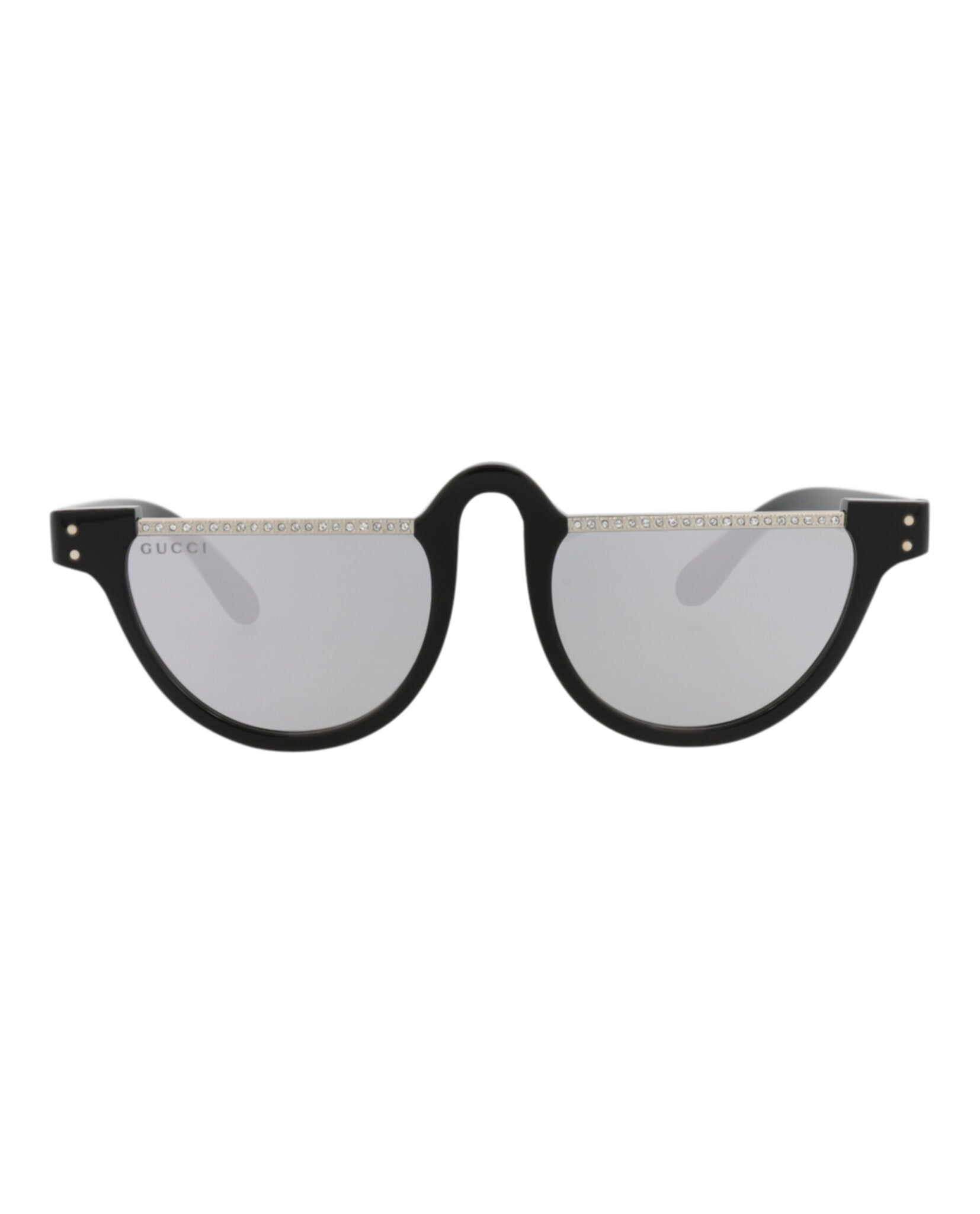 Gucci Womens Round/Oval Black Black Silver Fashion Designer Eyewear Black Black Silver