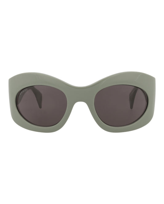 Gucci Unisex Shield/Wrap Green Green Grey Fashion Designer Eyewear