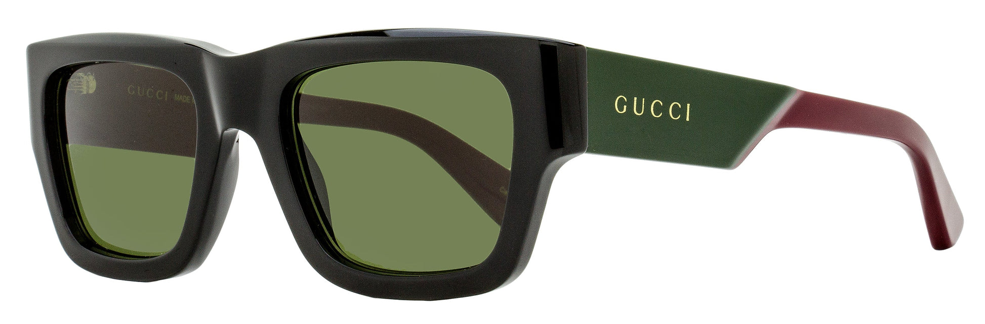 Gucci Bilayer Rectangular Sunglasses GG1668S 003 Black/Green/Red 52mm Black Green Red