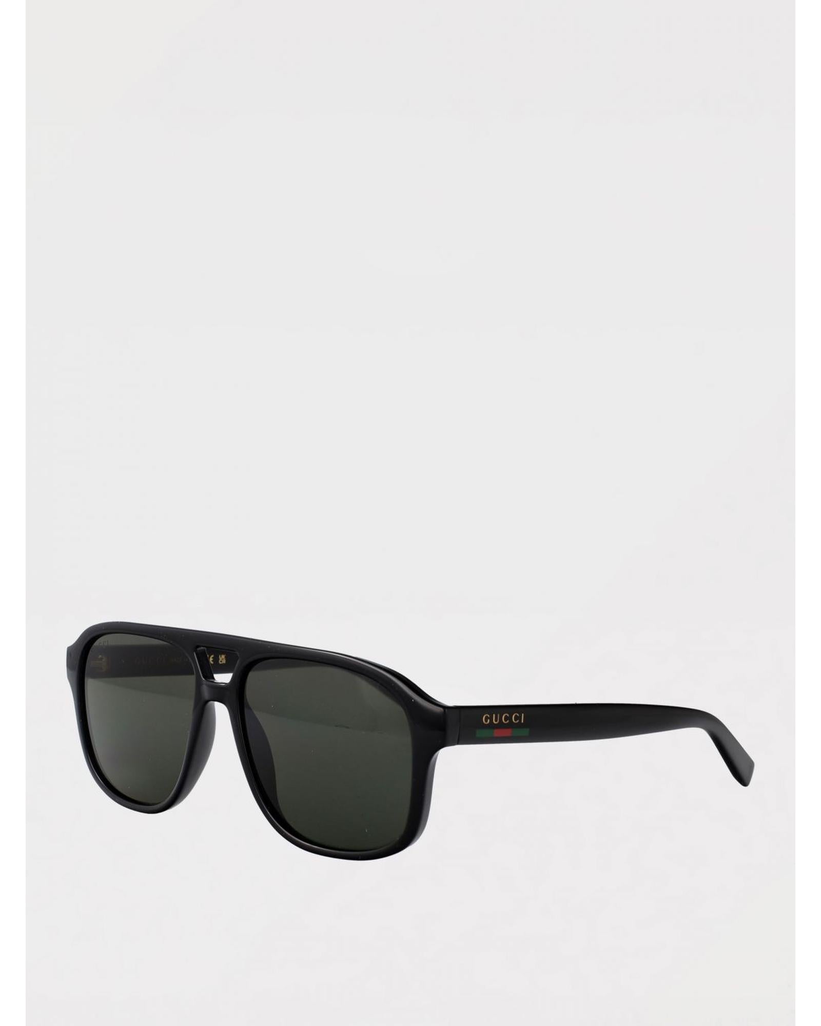 Gucci Aviator Sunglasses Green Lens Men Black Black
