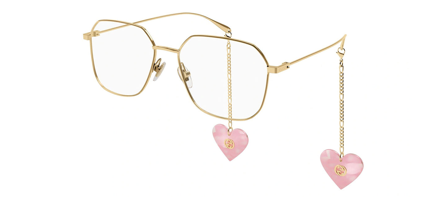 Gucci GG 1032O 001 Round Metal Gold Eyeglasses with Transparent Demo Lens