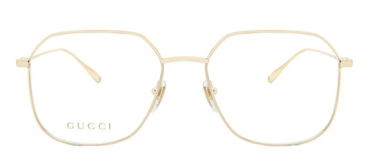 Gucci GG 1032O 005 Rectangle Metal Gold Eyeglasses with Logo Stamped Demo Lens