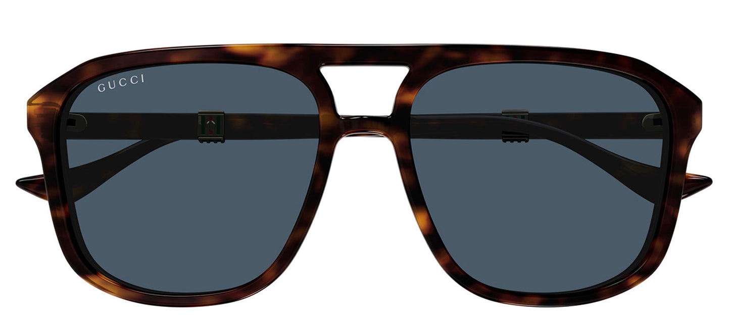 Gucci GG 1494S 002 Pilot Plastic Havana Sunglasses with Blue Lens